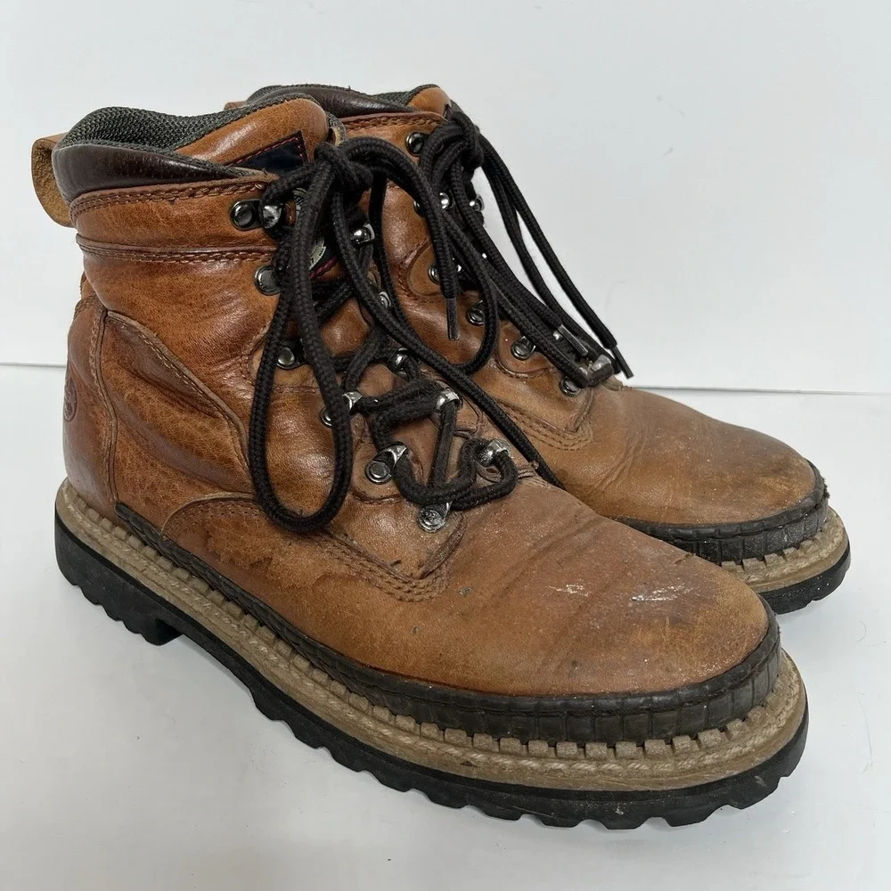 GEORGIA GIANT  G7222 STEEL TOE Brown Lace Up Work Boots US 8 M Outdoor Safety